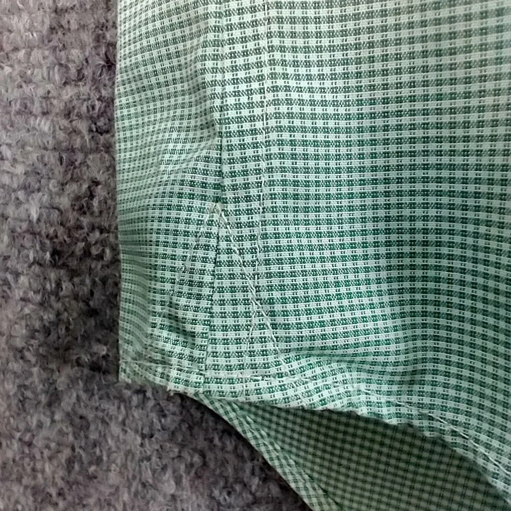 Banana Republic Mens XL Non-Iron Slim‎ Fit Green Micro Check Button Down Shirt